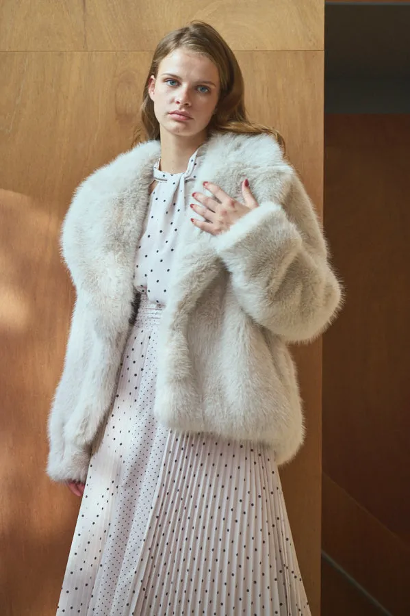 Pre-order Elisa Faux Fur Coat <br>-Silver.WHT-