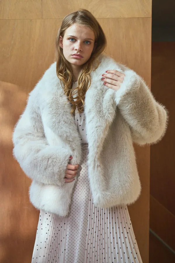 Pre-order Elisa Faux Fur Coat <br>-Silver.WHT-