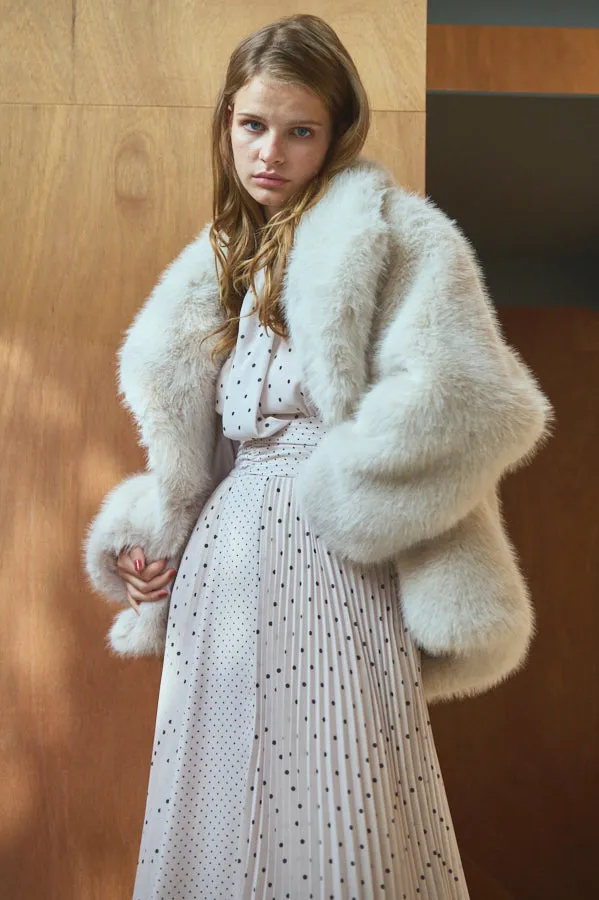 Pre-order Elisa Faux Fur Coat <br>-Silver.WHT-