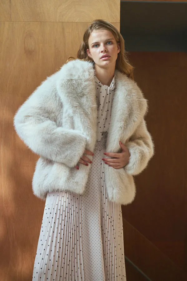 Pre-order Elisa Faux Fur Coat <br>-Silver.WHT-