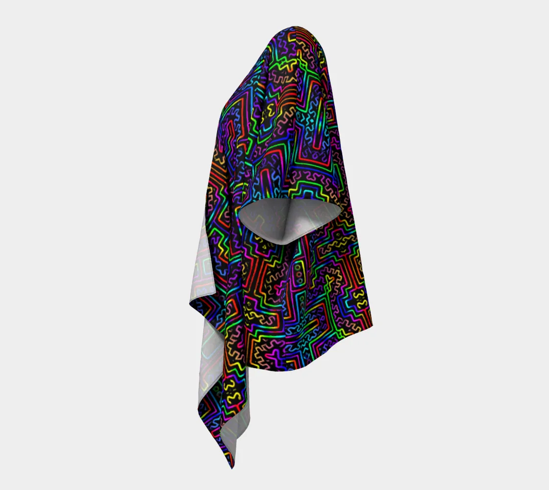 Prismatic Overlay Draped Kimono