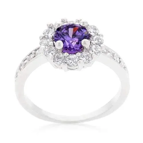 Purple Halo Engagement Ring