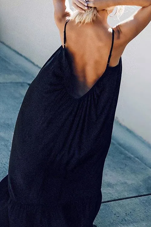 Ruffles Hem Slip Maxi Dress