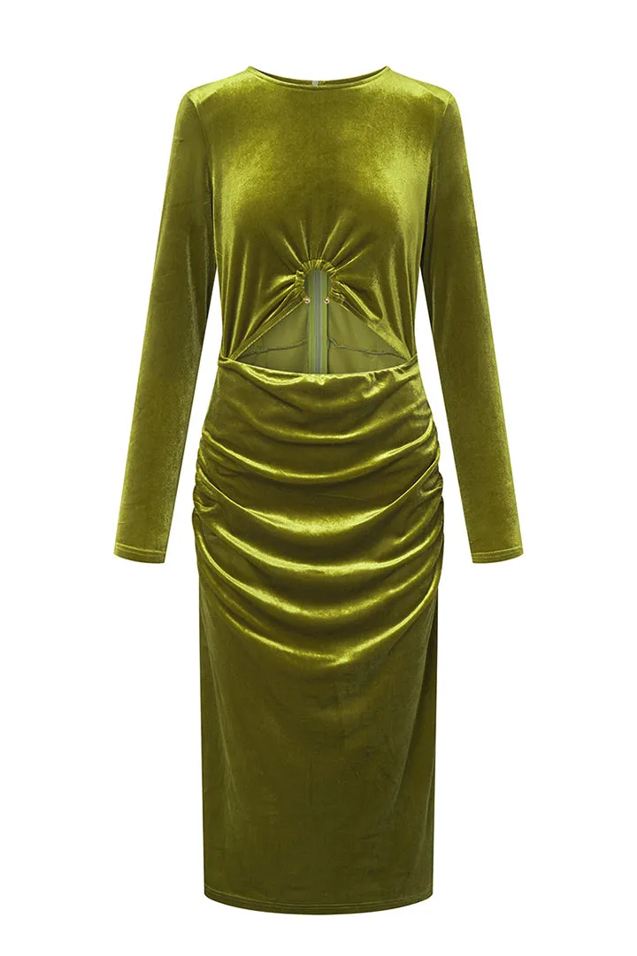 Saga velour dress - Dusty Green