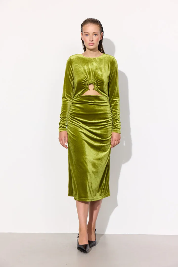 Saga velour dress - Dusty Green