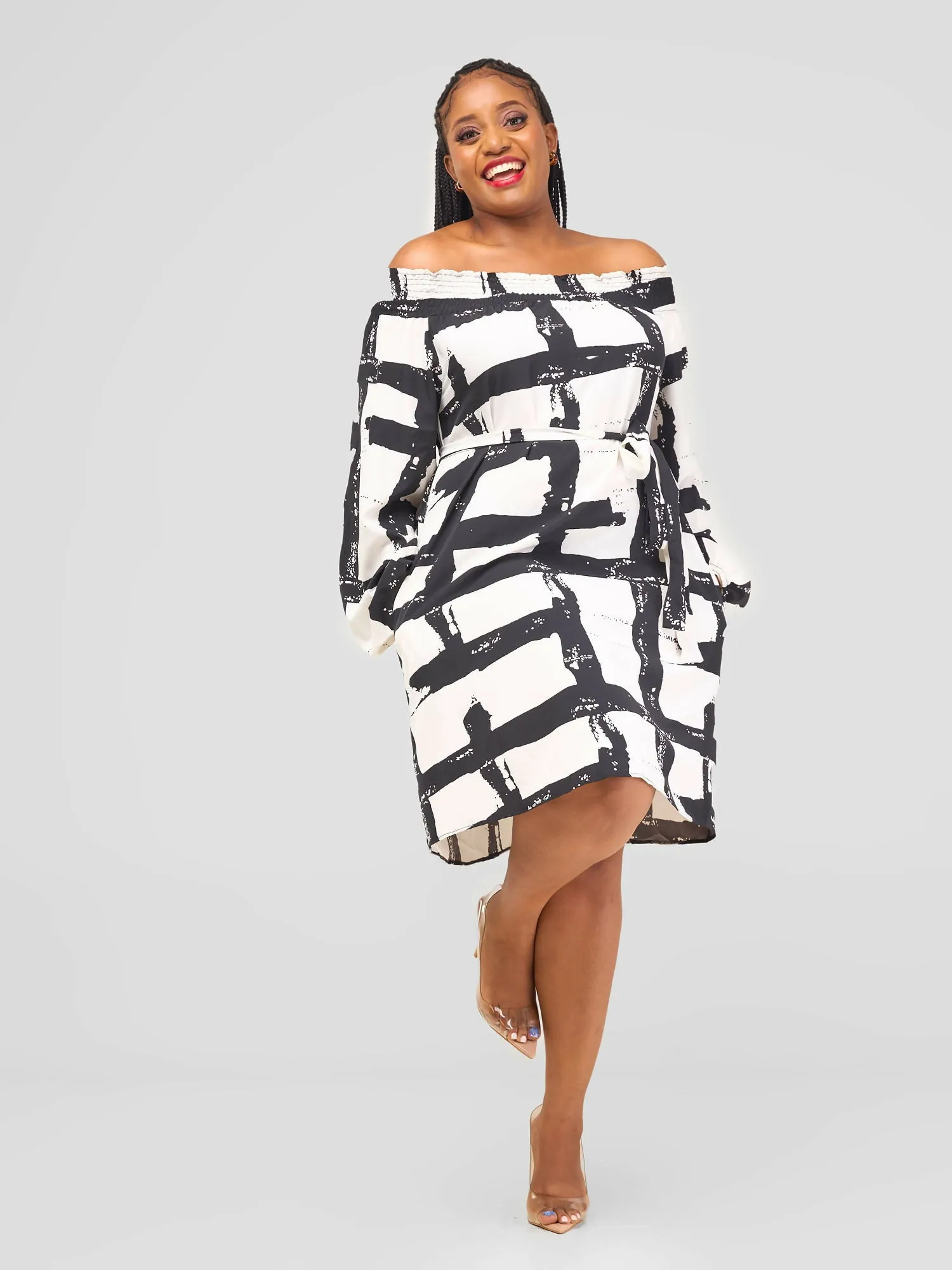 Salok Havilah Entebbe Shift Dress - Black / White Print