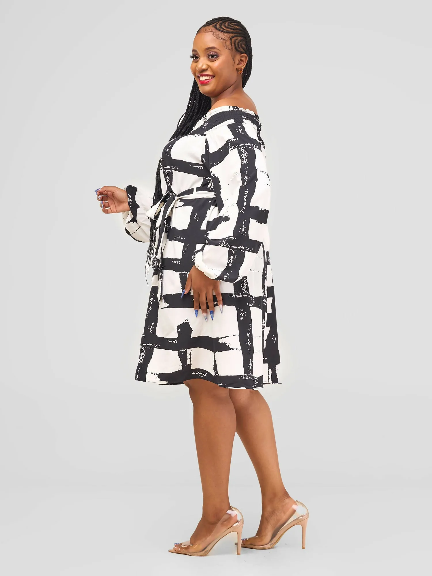 Salok Havilah Entebbe Shift Dress - Black / White Print