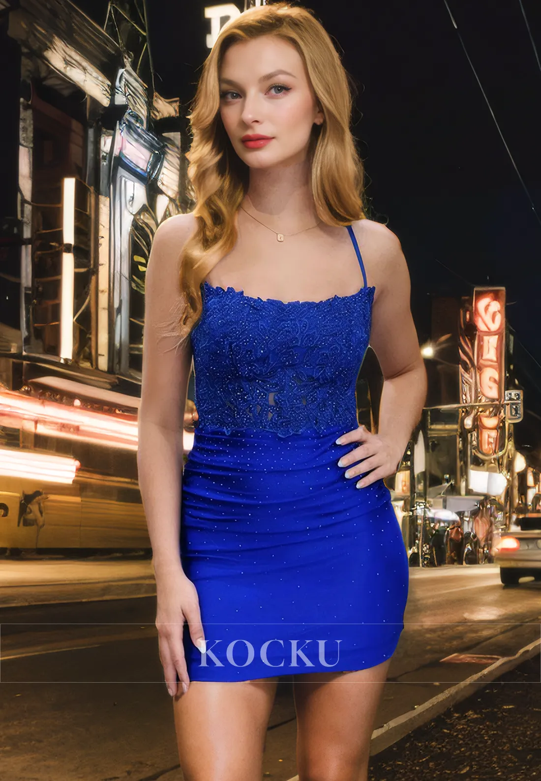 Sexy & Hot Spaghetti Straps Scoop Open Back Appliques Party Homecoming Dress