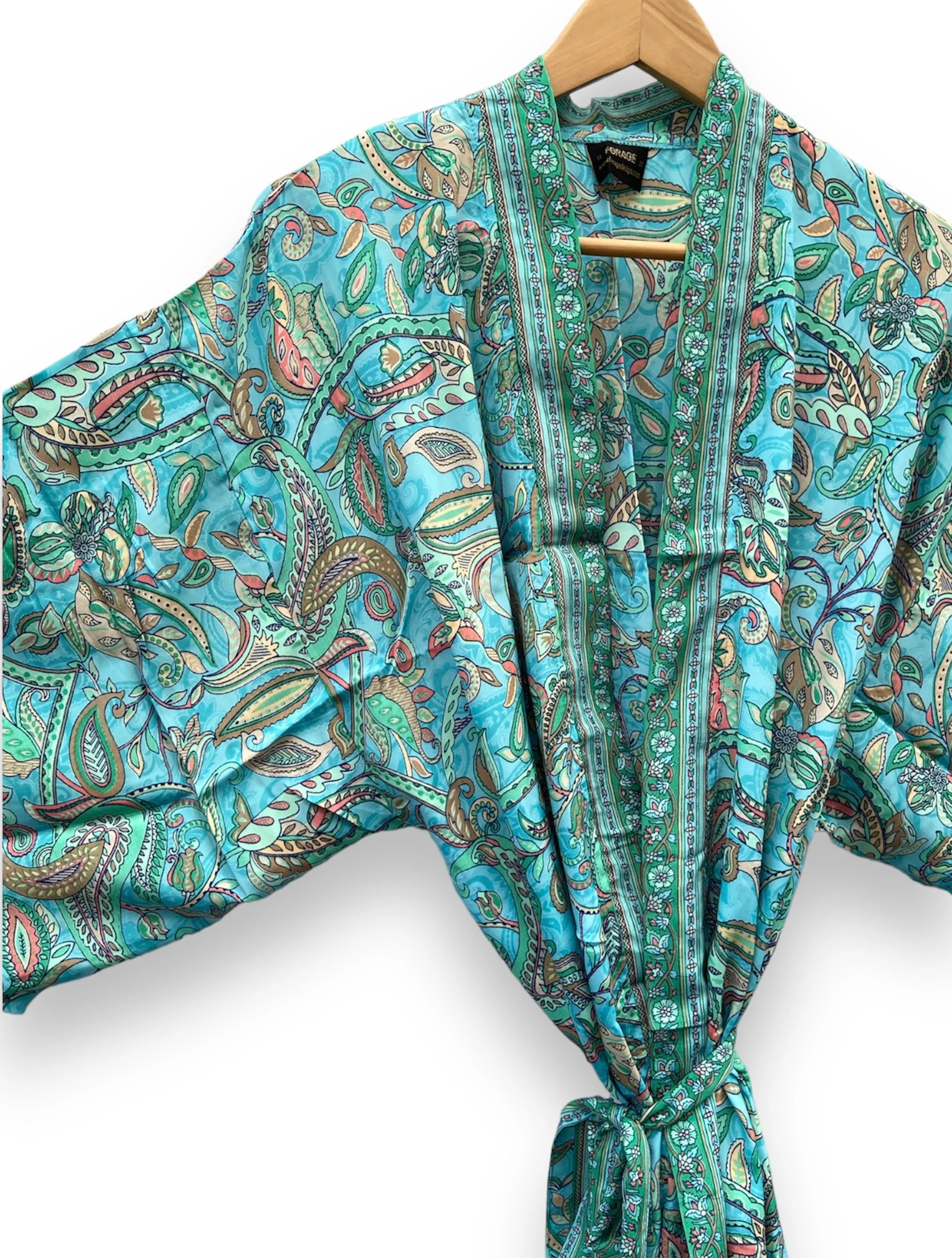 Short Floaty Kimono - Verdigris