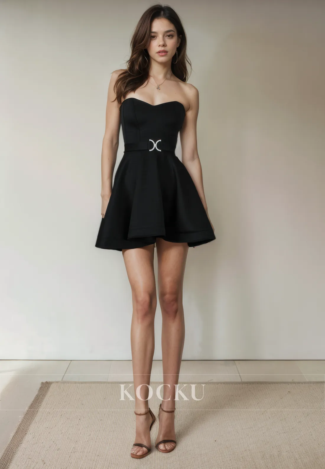 Simple & Casual Off-Shoulder Sleeveless A-Line Belt Party Homecoming Dress