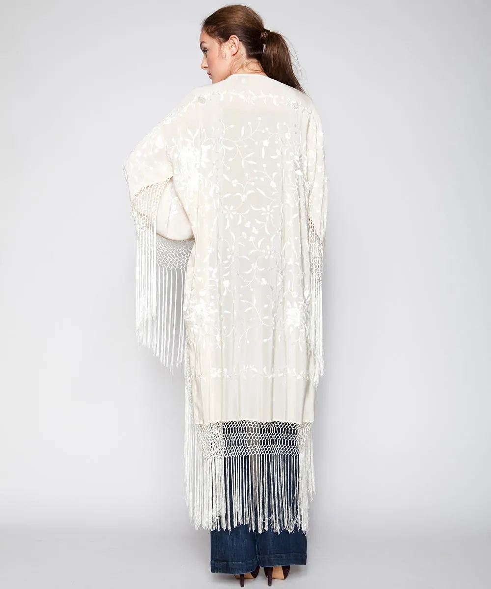 SNOW LOTUS SILK PIANO SHAWL KIMONO