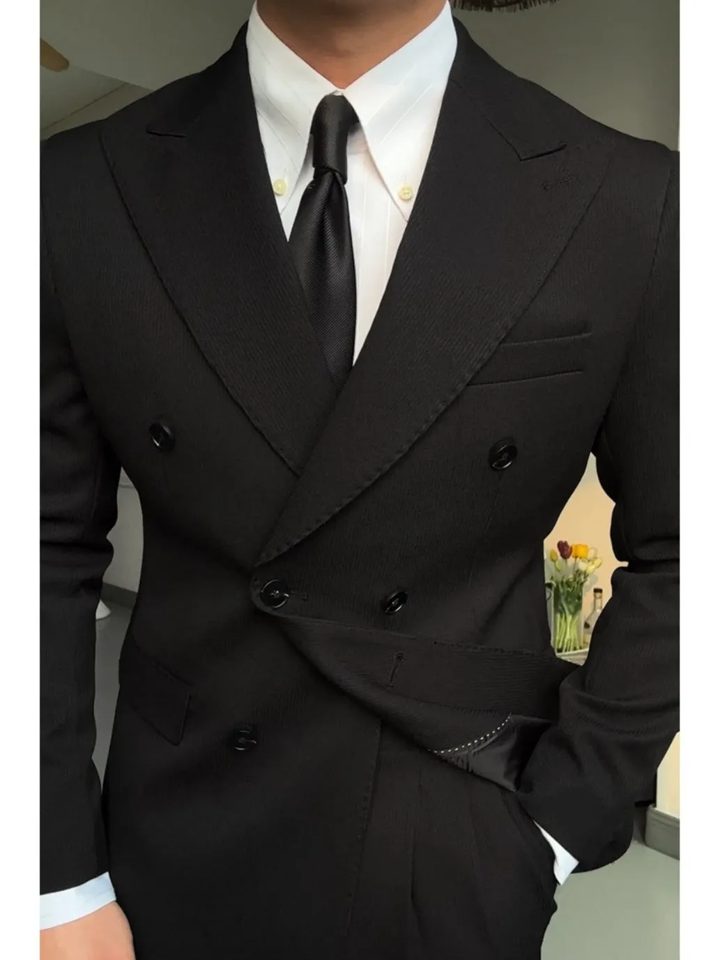 Spring Double Breasted Closure Collar Suit