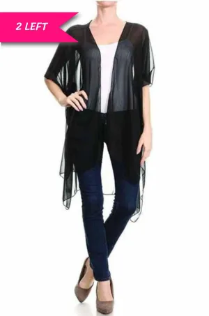 Summer Breeze Solid Kimono in Black