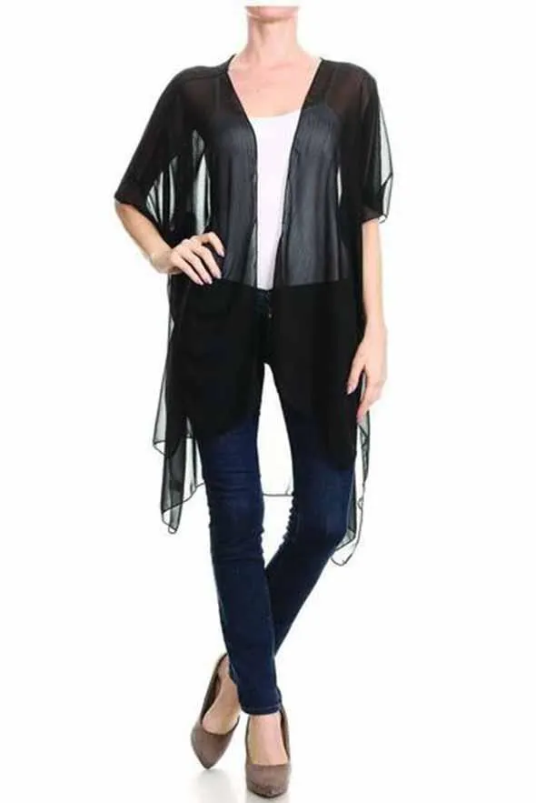 Summer Breeze Solid Kimono in Black