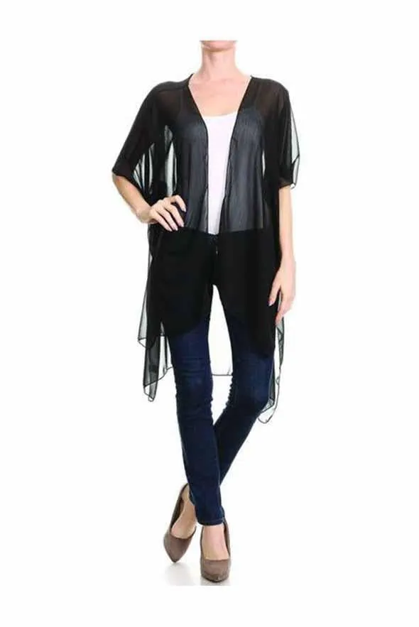 Summer Breeze Solid Kimono in Black