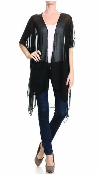 Summer Breeze Solid Kimono in Black