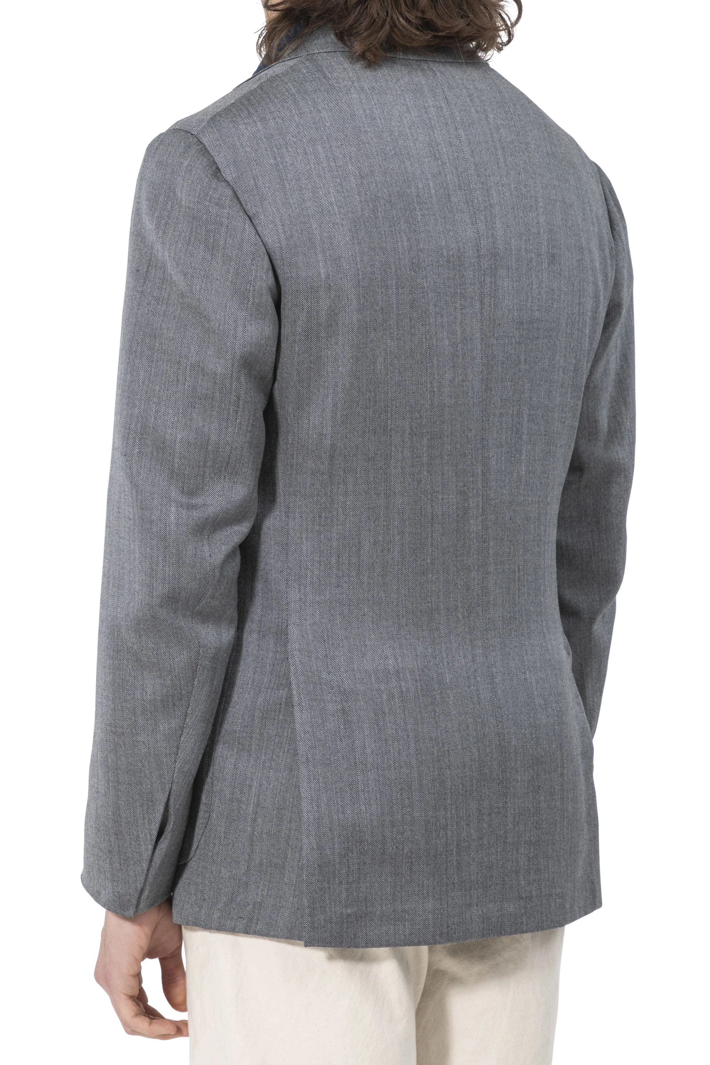 The Armoury by Ring Jacket Model 3 Grey Wool Silk Linen Herringbone Sport Coat