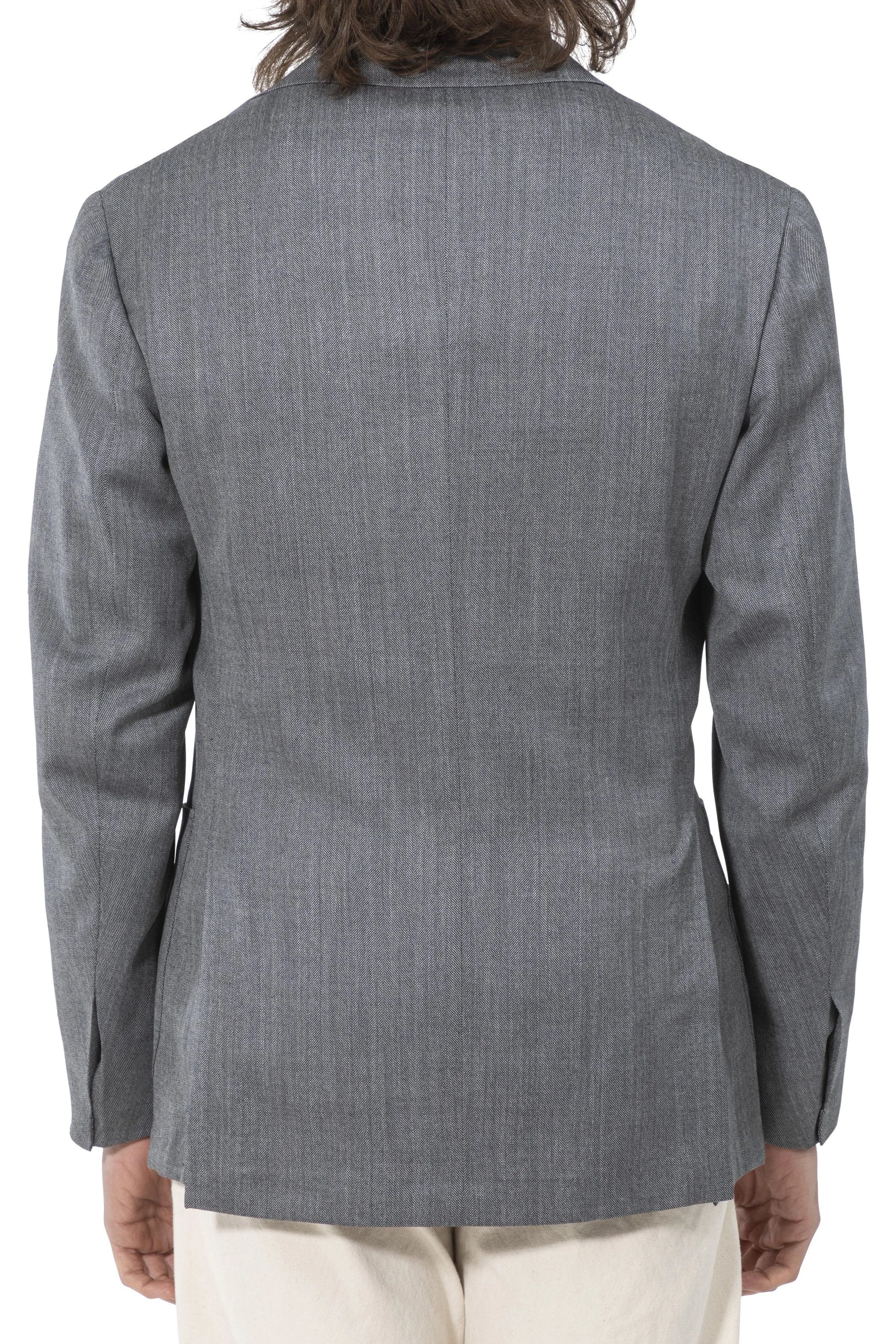 The Armoury by Ring Jacket Model 3 Grey Wool Silk Linen Herringbone Sport Coat