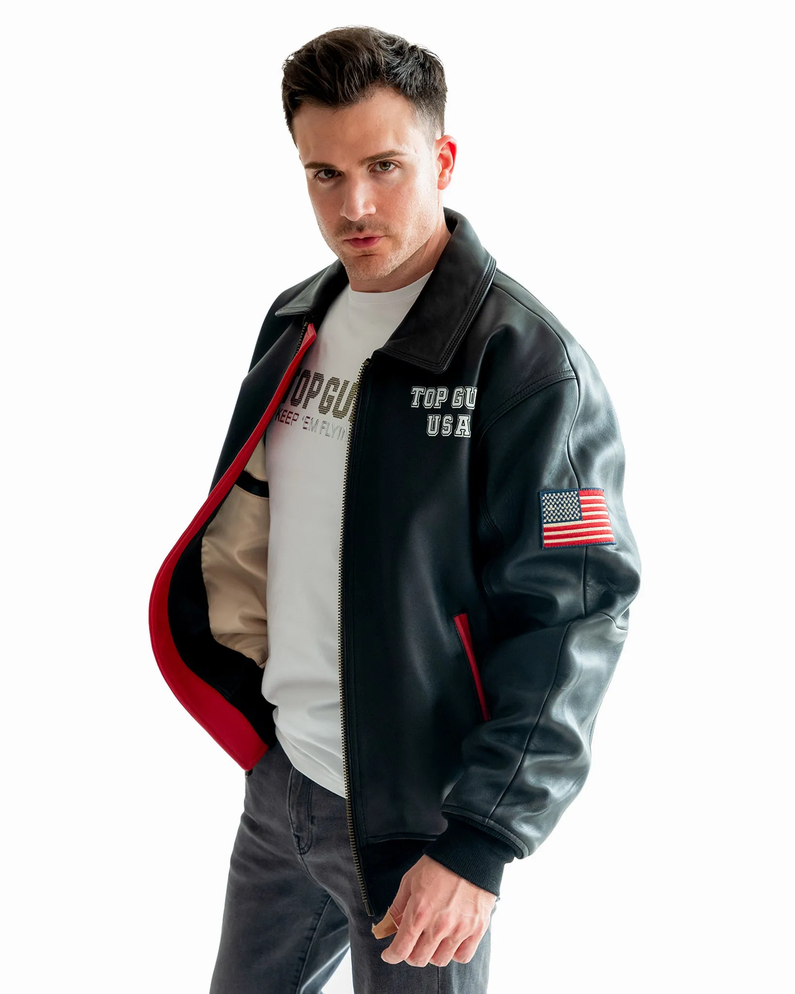 TOP GUN®  MEN'S LUCKY LEATHER JACKET