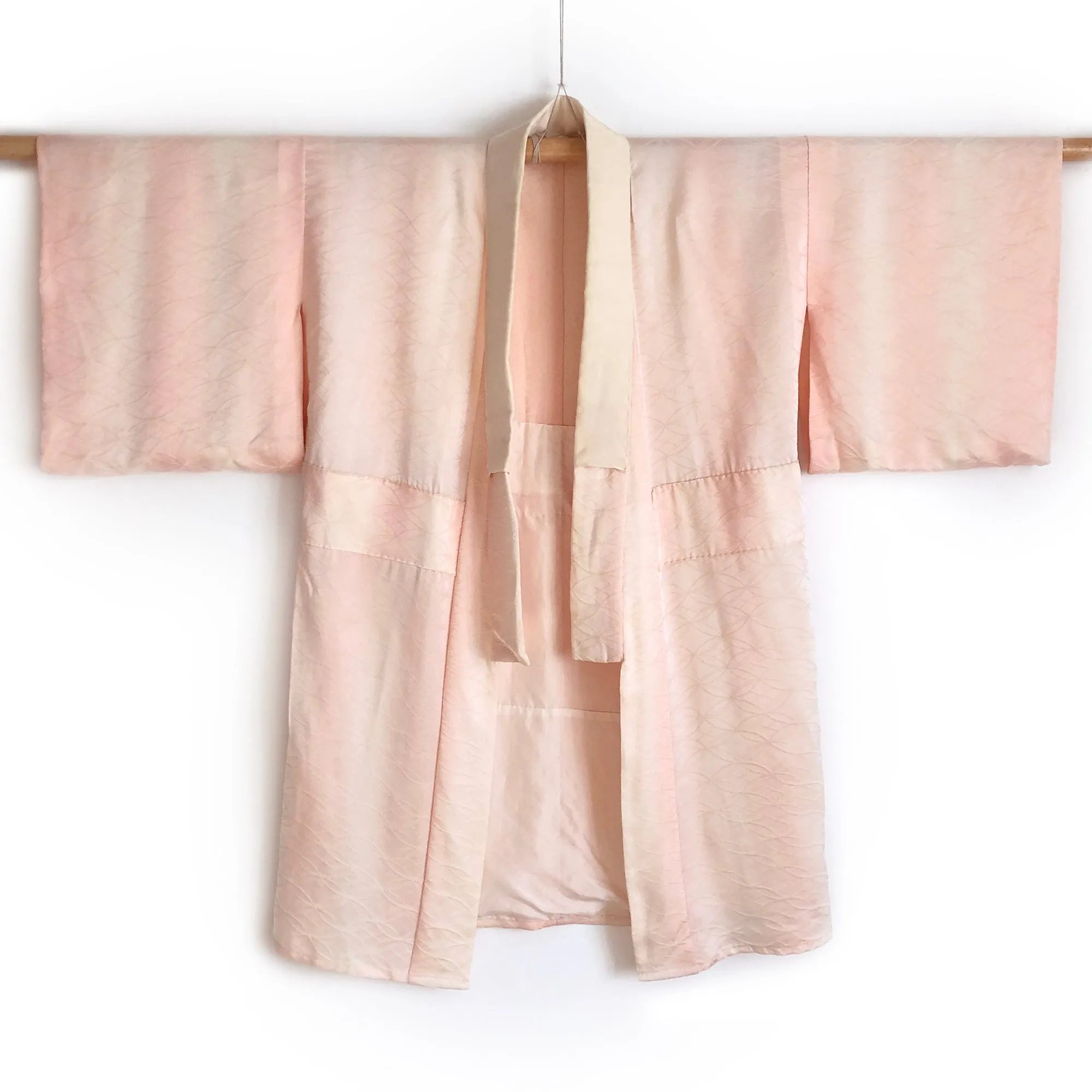 Vintage Kimono Embroidered Pink Silk and Facemask