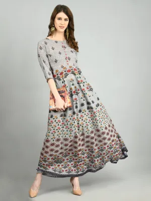 Women's Elegant Cotton Grey Western Dress