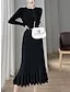 Women's Elegant Long Sleeve Ruffle Sweater Knit Dress