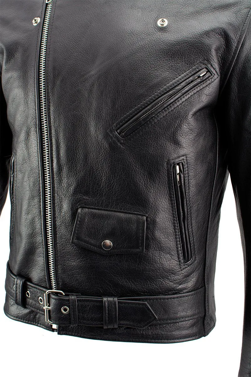 Xelement B7101 Men's 'Classic Armored' Black High-Grade Leather Motorcycle Biker Jacket with X-Armor Protection